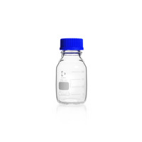 Reagent bottle round, clear, GL 45, with screw cap and pouring ring (PP), GL 45, 250 ml, DWK