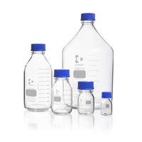 Reagent bottle round, clear, GL 45, with screw cap and pouring ring (PP), 500 ml, DWK