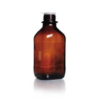 Fľaša zásobná, štvorhranná, hnedé sklo, úzkohrdlá, GL 45, bez uzáveru, 1000 ml, DWK
