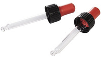 Bottle cap 100 ml, GL 18 with glass pipette, white, red suction rubber