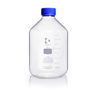 wide neck reagent bottle, clear, GLS 80, blue screw cap with pouring ring (PP), 10000 ml, DWK