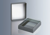 Glass slide box for 25 slides, grey polystyrene, (pack. of 4), MARIENFELD