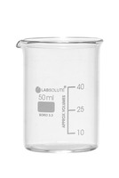 Kádinka nízká s výlevkou, skleněná, 150 ml, s odolnou stupnicí, podle DIN 12331 a ISO 3819, (bal. 10 ks), LABSOLUTE®