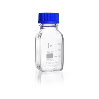Láhev reagenční hranatá, čirá, GL 45, se šroubovacím uzávěrem a vylévacím kroužkem (PP), 250 ml, DWK