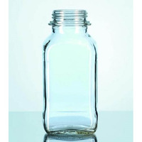 Storage bottle square, wide neck, clear, GL 32, without cap and pouring ring, 100ml, DWK