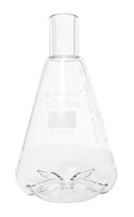 Baffled flask, 100 ml, Erlenmeyer shape, 4 bottom baffles, straight neck for metal caps O=38 mm, pack. of 1, LABSOLUTE® (pack. size: 1 Pieces)