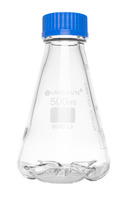 Baffled flask, 1000 ml, Erlenmeyer shape, 4 bottom baffles, GL45 screw neck, with PP screw cap, pack. of 1, LABSOLUTE® (pack. size: 1 Pieces)