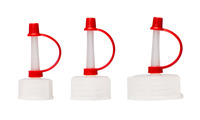 Uzávěr kapací, GL14, LDPE, pro lahvičky s úzkým hrdlem 7696161 a 7696162, s červeným ochranným uzávěrem, (bal. 1 ks), LABSOLUTE®