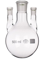 (MOQ! on request) Distillation flask with round bottom, SJ 29/32, 2 side tubes SJ 29/32 and 29/32, 2000 ml, SIMAX