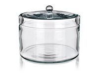 (MOQ! on request) Glass container, overhanging lid and round knob, 100 x 70 mm