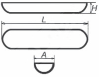 Lodička křeměnná, kulaté dno, W=25, H=15, L=150 mm