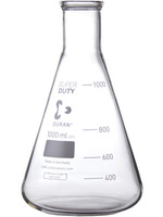 Baňka Erlenmeyerova, úzkohrdlá, Duran, skleněná, 125 ml, vyhnutý okraj