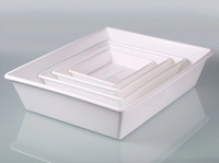 Set of laboratory trays 0,5 + 1,5 + 3 + 10 l, bottom with ribs, PP, white, (pack of 4 pcs)