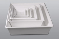Set of laboratory trays 0,5 + 1,5 + 3 + 10 + 21 + 39 l, bottom with ribs, PP, white, (pack of 6 pcs)