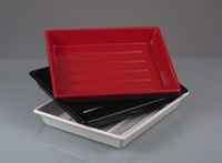 Laboratory tray, shallow, with ribs, PVC, red, 26 x 32 cm