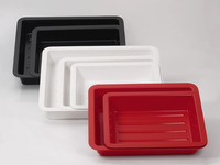 Laboratory tray, deep, with ribs, PVC, red, 31 x 41 cm