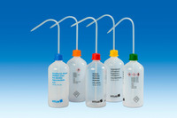 Safety wash-bottle, narrow neck, PE-LD, GL 32, VENT-CAP wash-bottle cap, PP, Distilled Water, 1000 ml, (pack. of 12 pcs)