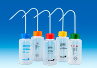 Safety wash-bottle, wide neck, PE-LD, GL 45, VENT-CAP wash-bottle cap, PP, Distilled Water, 250 ml, (pack. of 12 pcs)