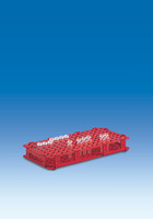 Stojan na mikrocentrifugační zkumavky, PP, 84 míst, pro zkumavky pr. do 13 mm, červený, (bal. 5 ks)