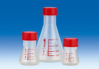 Erlenmeyer flask, PMP, wide neck, GL 45, with screw cap, PP, 125 ml, (pack. of 6 pcs)
