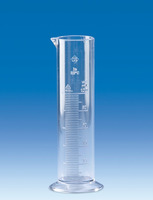 Volumetric cylinder, SAN, class B, short form, raised scale, 250 ml, (pack. of 6 pcs)