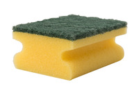 Hadřík čistící, žlutá se zeleným drhnoucím povrchem, zapuštěná rukojeť, 95 x 70 x 45 mm, (bal. 10 ks), LABSOLUTE®
