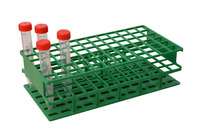 Test tube rack, for 6 x 12 tubes dia. 16 mm, green, 248 x 70 x 127 mm, (pack. of 1 pc), LABSOLUTE®