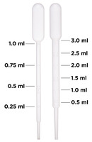Pasteur pipette, PE, 1 ml, sterile, 154 mm, graduated, individually packed, (pack. of 500 pcs), LABSOLUTE®