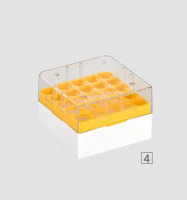 Kryobox pro kryozkumavky 1,2 - 2 ml - čtvrtinová velikost - PC, mřížka 5 x 5, 76 x 76 x 52 mm, modrý, bal. 8 ks, RATIOLAB