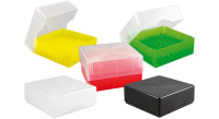 Kryobox "2v1" s posuvným víkem, PP, mřížka 6 x 6, 133 x 133 x 50/75 mm, přírodní, bal. 5 ks, RATIOLAB