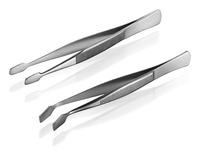 Straight tweezers with flat handles for cover glasses, nickel-plated steel, 105 mm